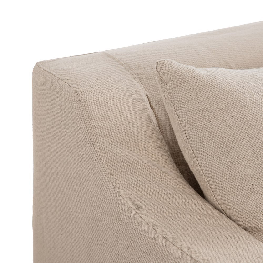 SOFÁ CON CHAISELONGUE DE TEJIDO BEIGE