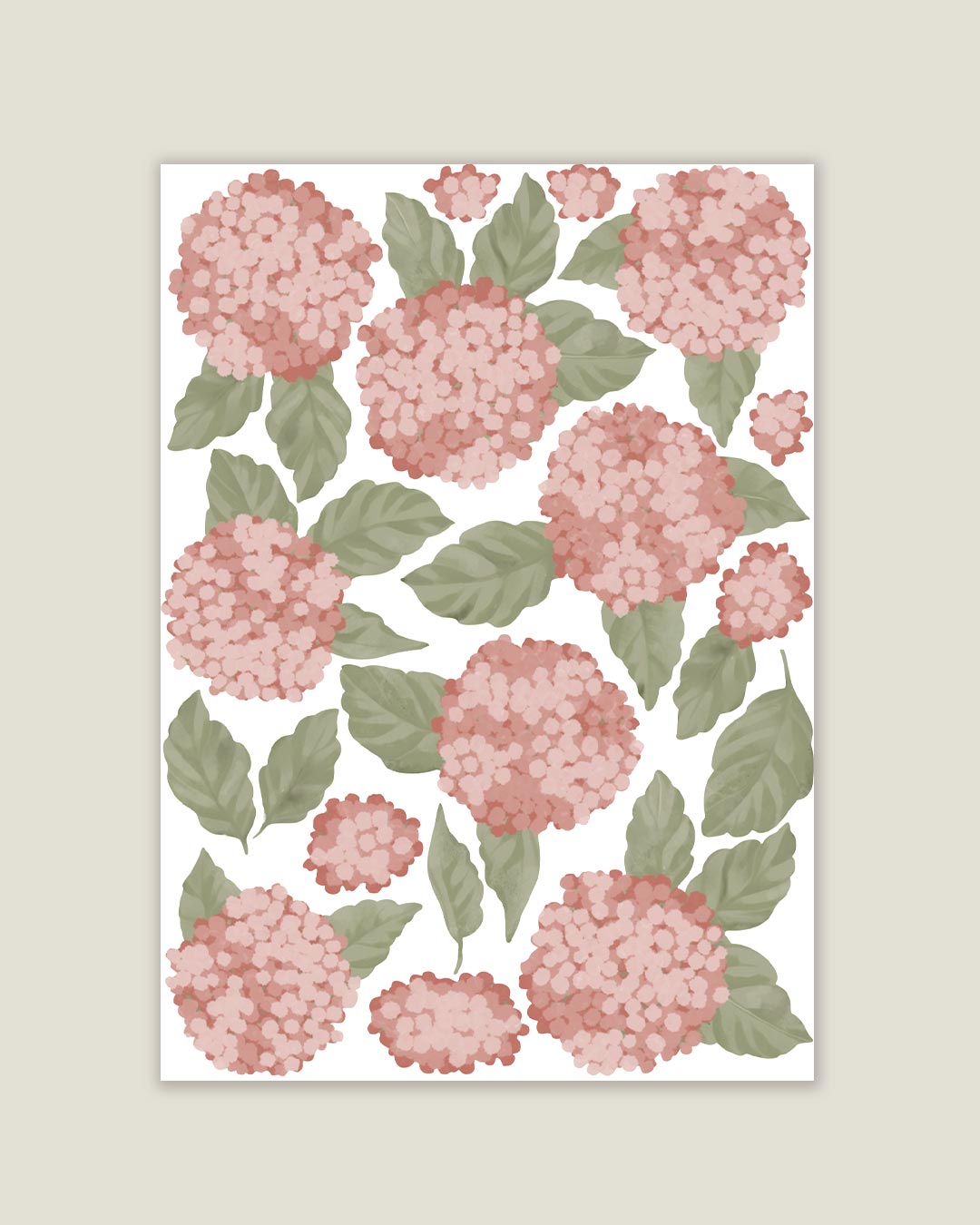 CALIU BY TRESXICS: STICKERS PARA PARED. HORTENSIAS ROSAS. 4 LÁMINAS