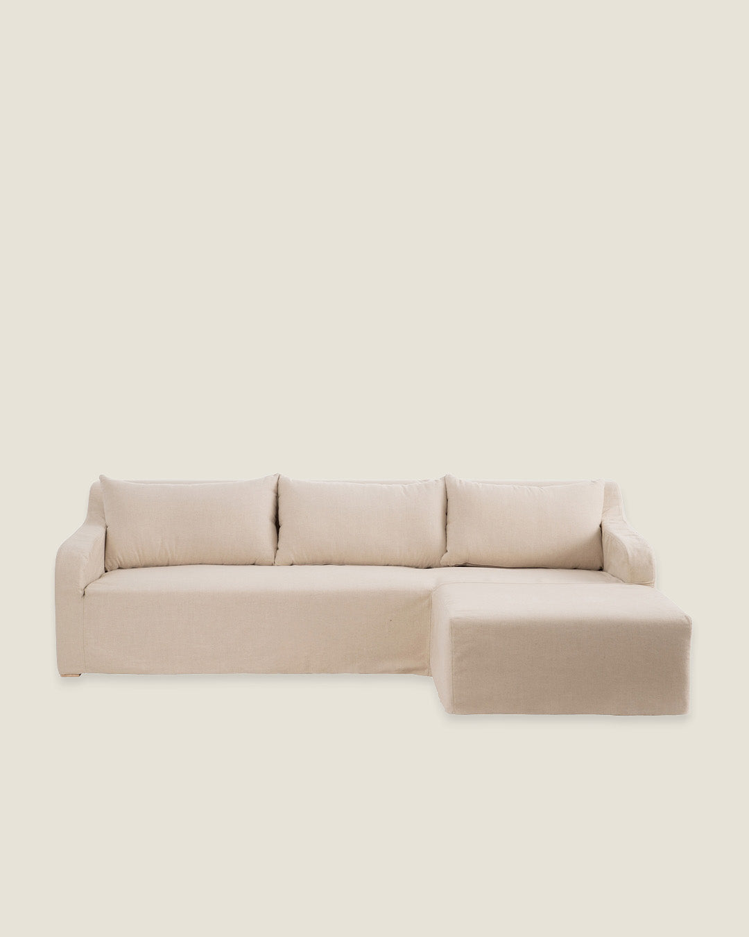 SOFÁ CON CHAISELONGUE DE TEJIDO BEIGE